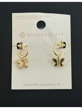 New Kendra Scott Sadie Huggie hoop earrings in genuine shell